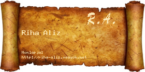 Riha Aliz névjegykártya
